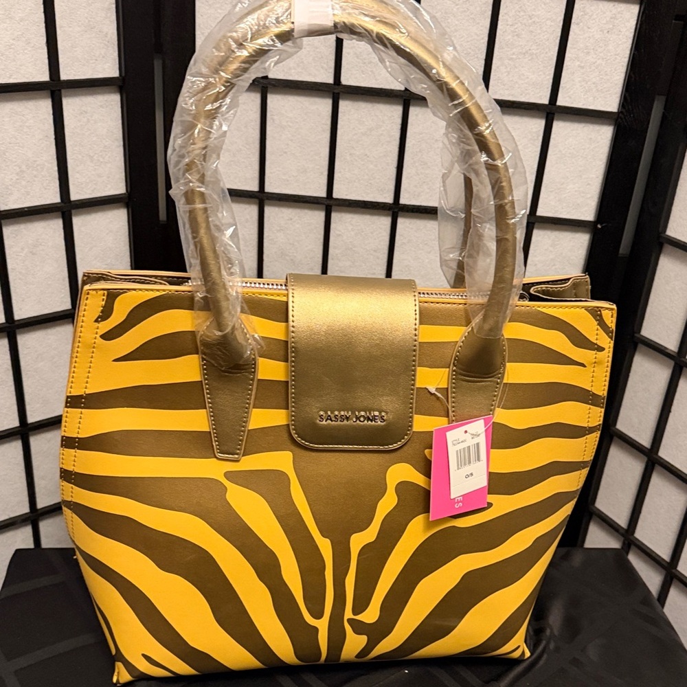 Sassy Jones Gold and Yellow Zebra Tote